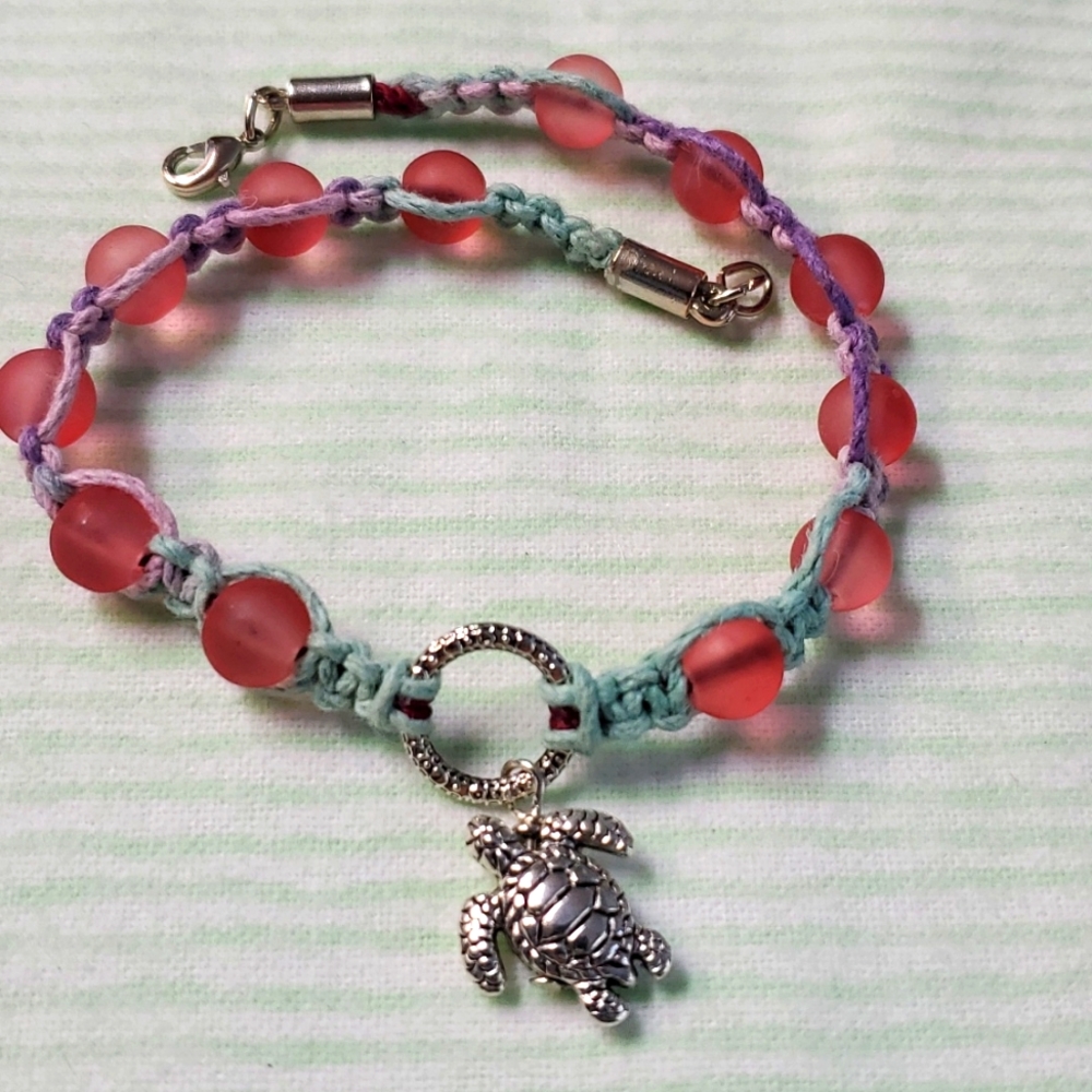 Frosted Peach Beach Glass Anklet!